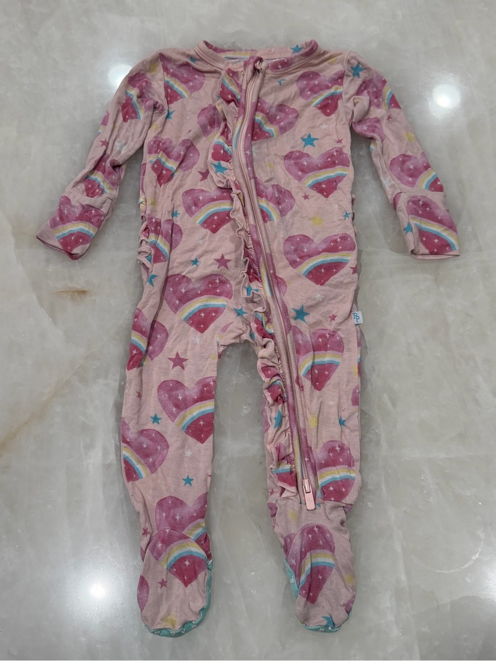 Posh Peanut Pink Heart & Rainbow Footie Pajamas